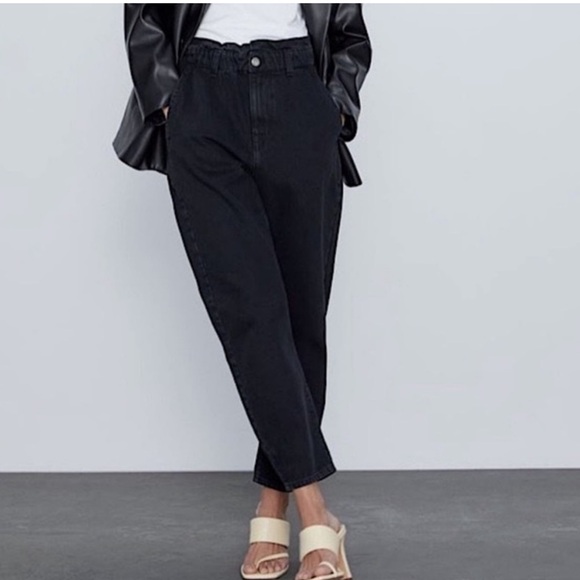 Zara Pants - ZARA | Black paper bag denim jeans
